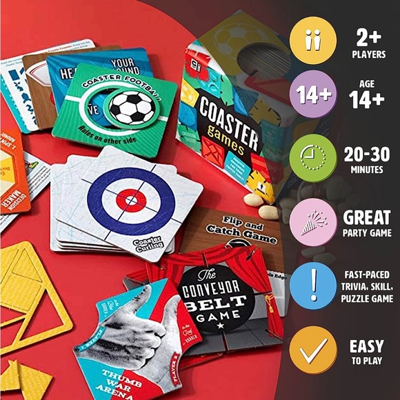 NWOT Ginger Fox‎ Coaster Games, 25 Wipe Clean Coasters - Picture 2 of 7